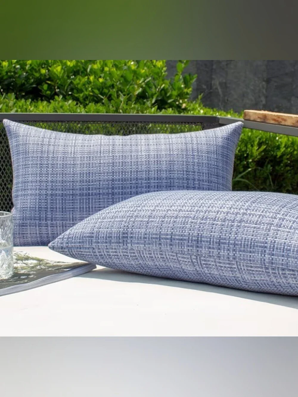 Blue Patterned Outdoor Lumbar Pillow Cover Set Of 2 Lumbar 20x12